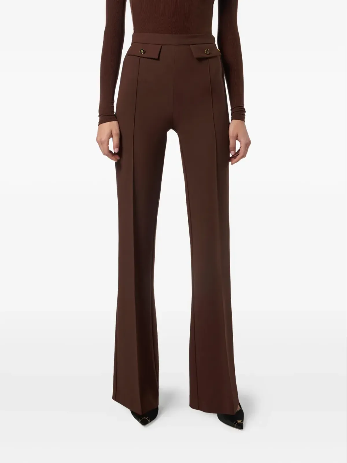 Elisabetta Franchi ボタンディテール フレアパンツ - 画像4