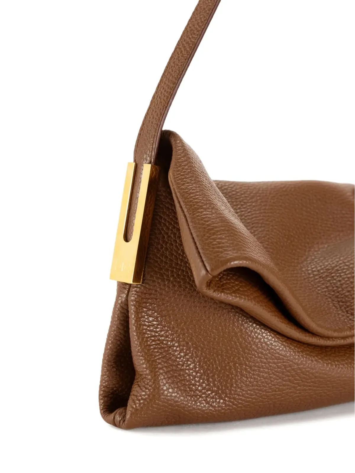 Elisabetta Franchi 折り畳みレザーショルダーバッグ（ブラウン） - 画像5