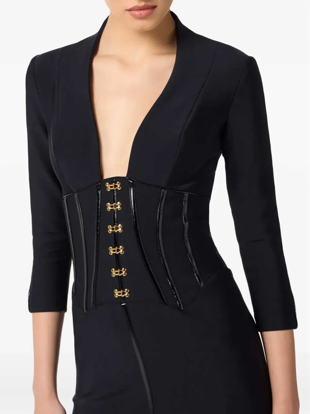 Elisabetta Franchi コルセットディテール付きミニドレス - 画像4