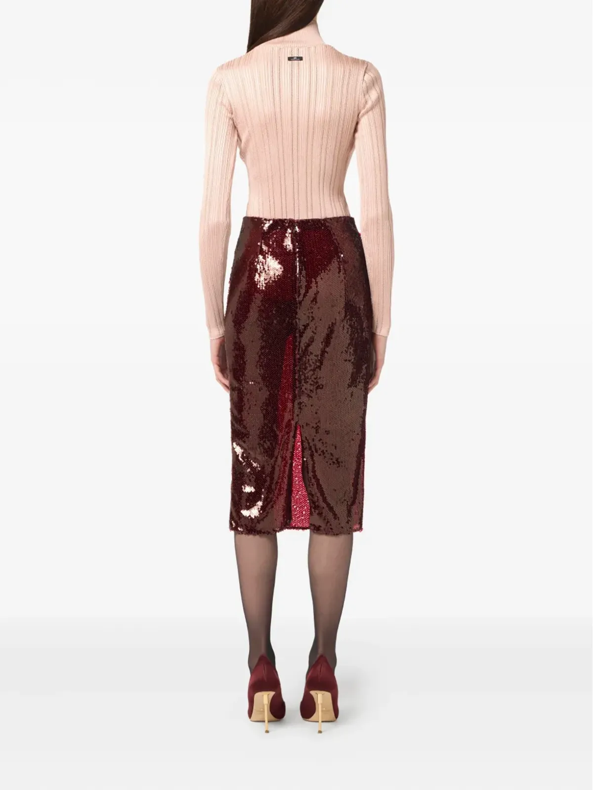 Elisabetta Franchi リブ編みタートルネックトップ - 画像3