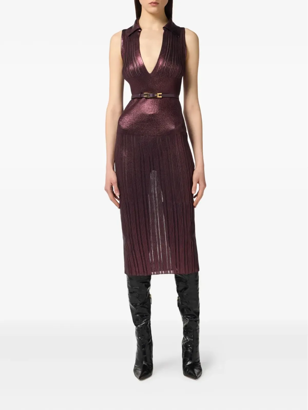 Elisabetta Franchi プリーツミディドレス - 画像2