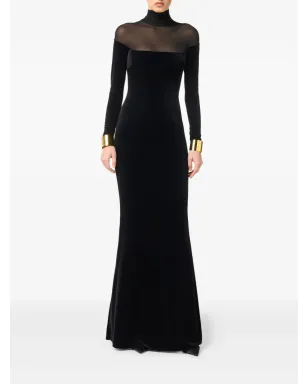 Elisabetta Franchi ベルベット・メッシュインサート マキシドレス - サムネイル2