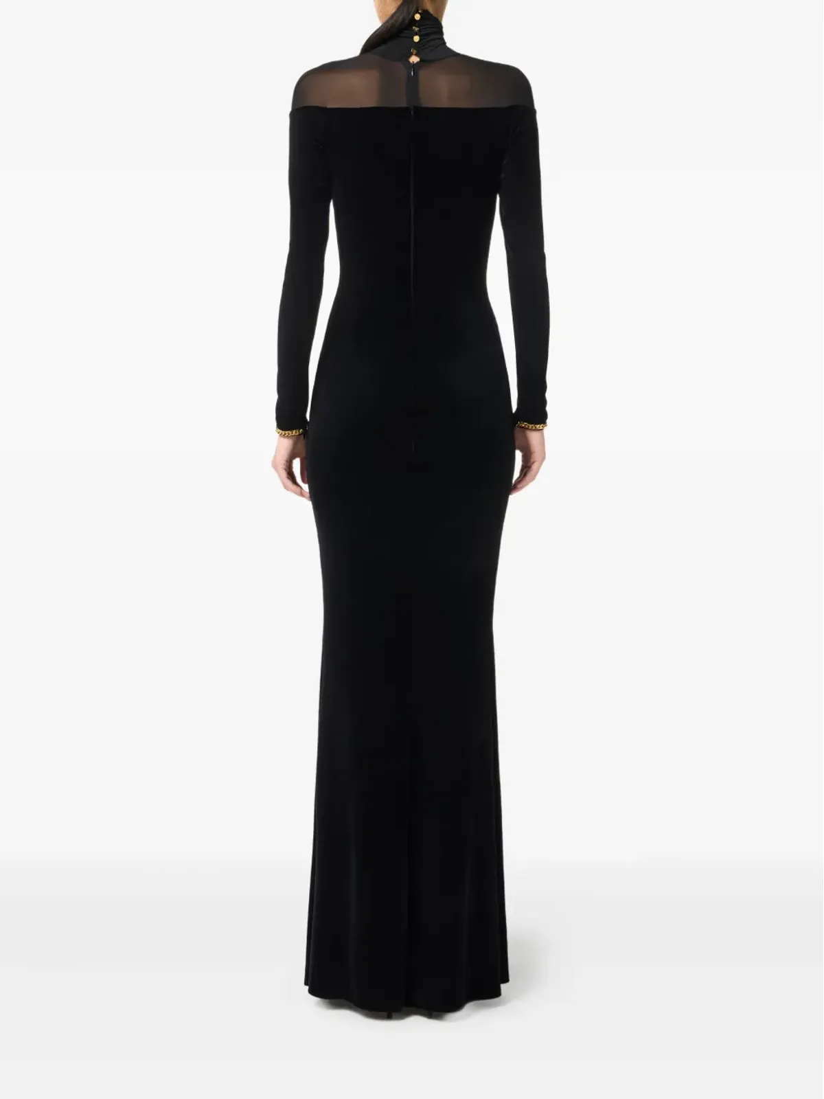 Elisabetta Franchi ベルベット・メッシュインサート マキシドレス - 画像3