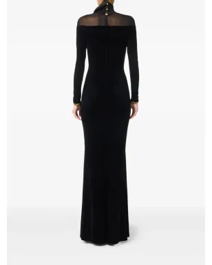 Elisabetta Franchi ベルベット・メッシュインサート マキシドレス - サムネイル3