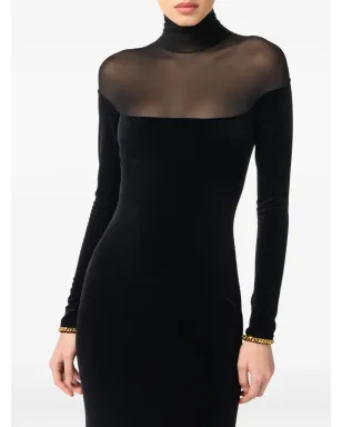 Elisabetta Franchi ベルベット・メッシュインサート マキシドレス - サムネイル4