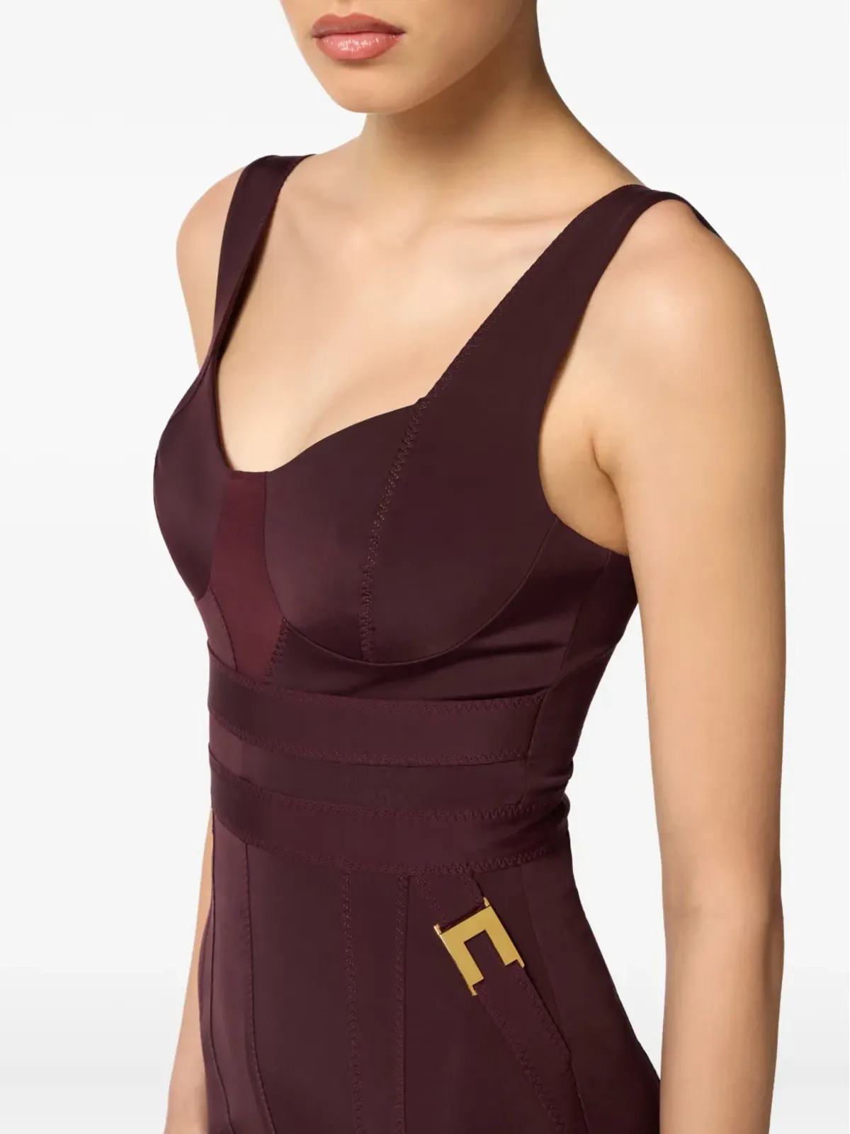 Elisabetta Franchi ビスチェパネルミディドレス - レッド - 画像5