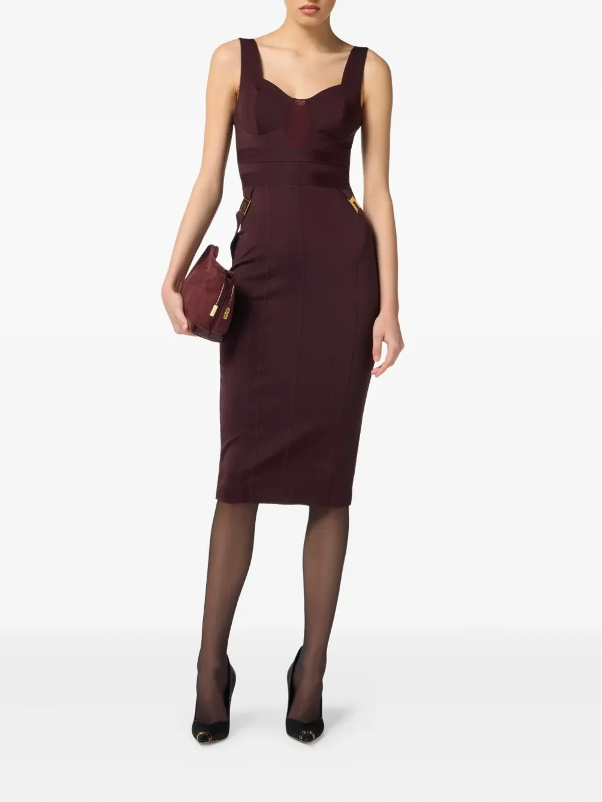 Elisabetta Franchi ビスチェパネルミディドレス - レッド - 画像2