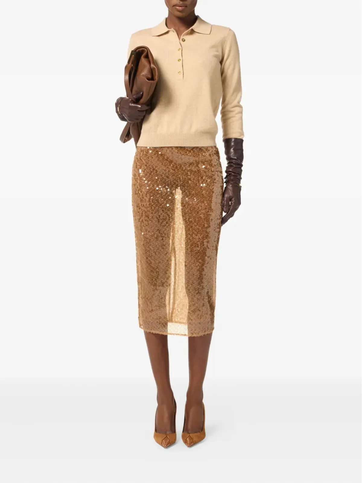 Elisabetta Franchi スパンコール装飾ミディスカート - 画像2