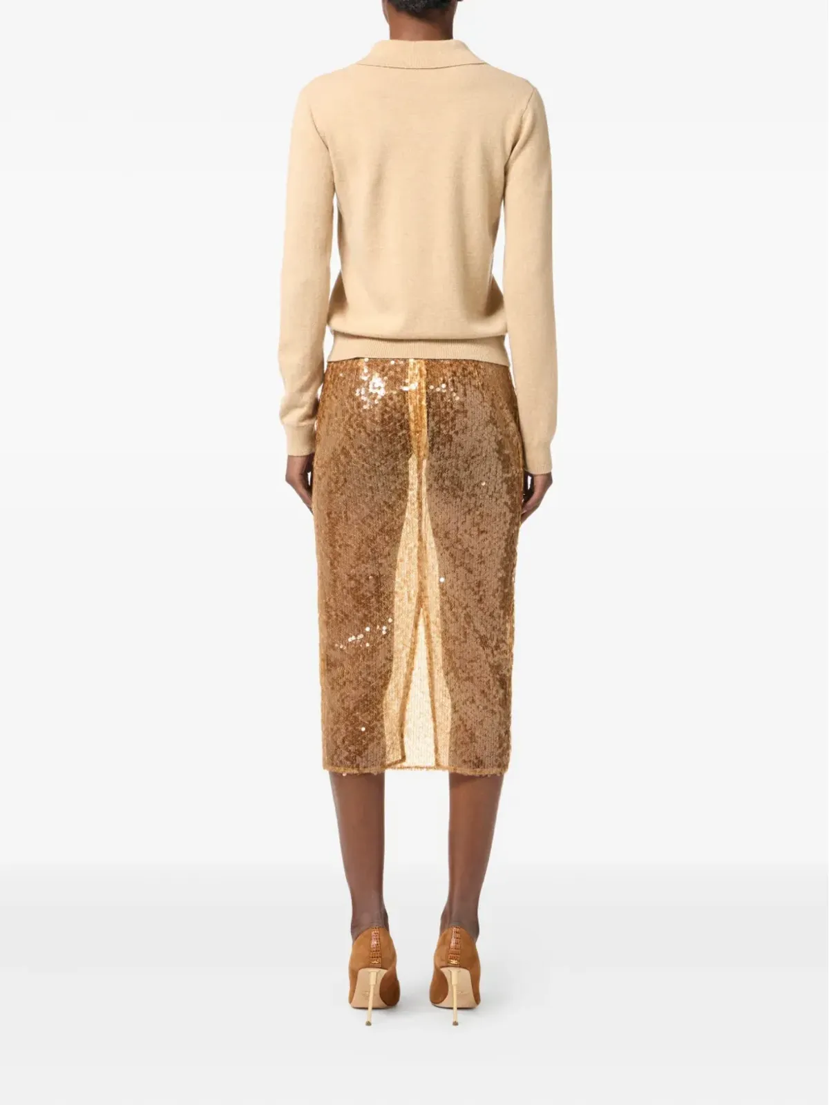 Elisabetta Franchi スパンコール装飾ミディスカート - 画像4