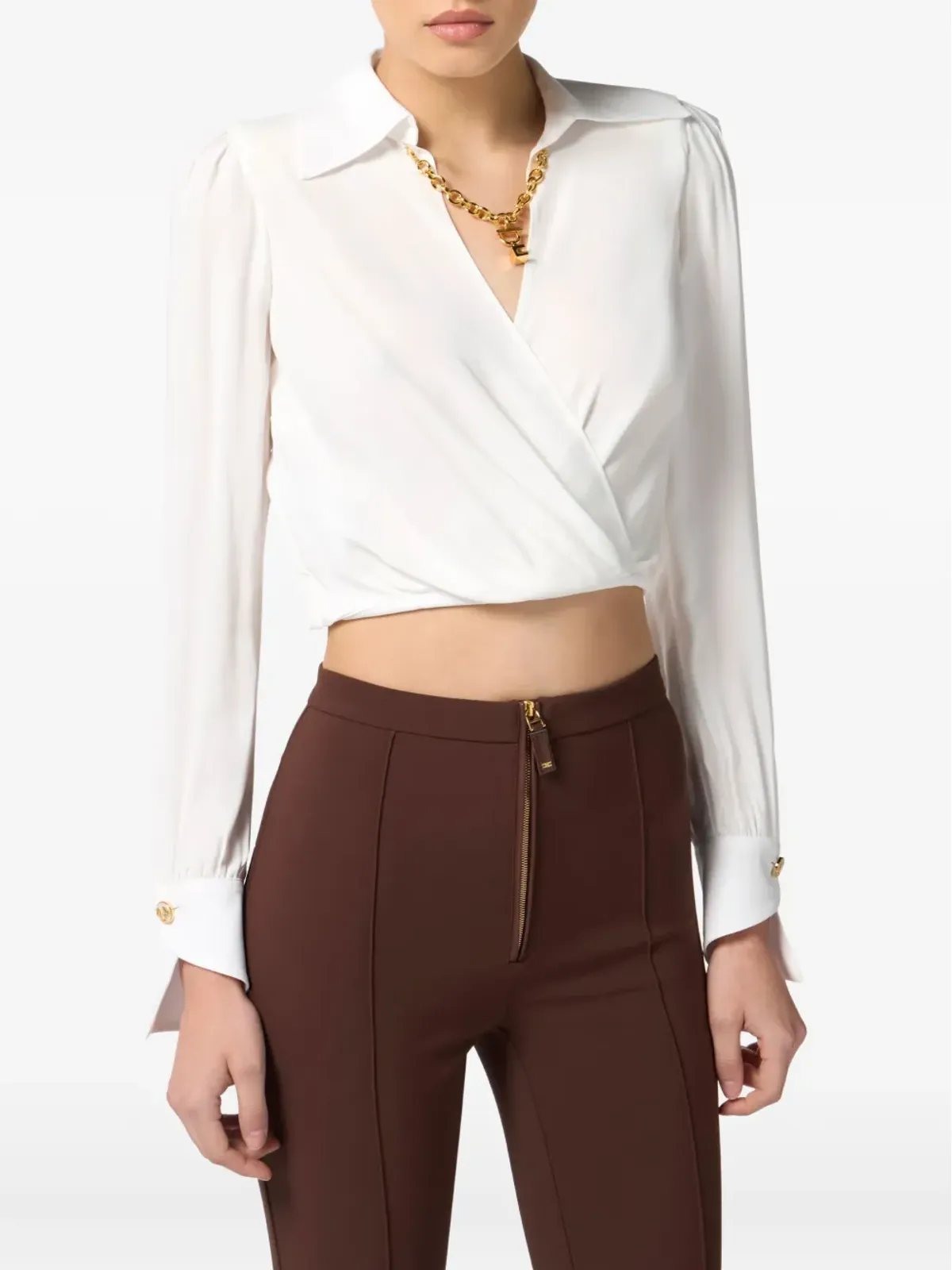 Elisabetta Franchi 長袖ラップブラウス - 画像4