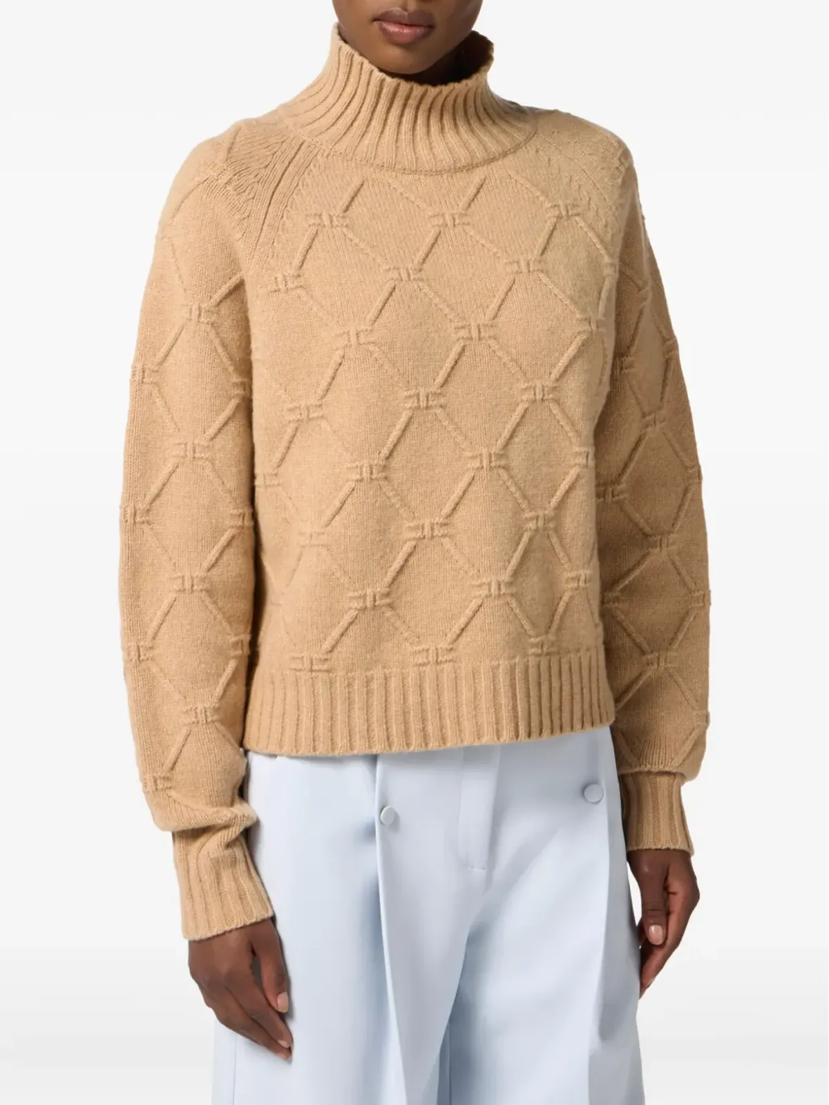 Elisabetta Franchi ダイヤモンドパターン タートルネックセーター - 画像3