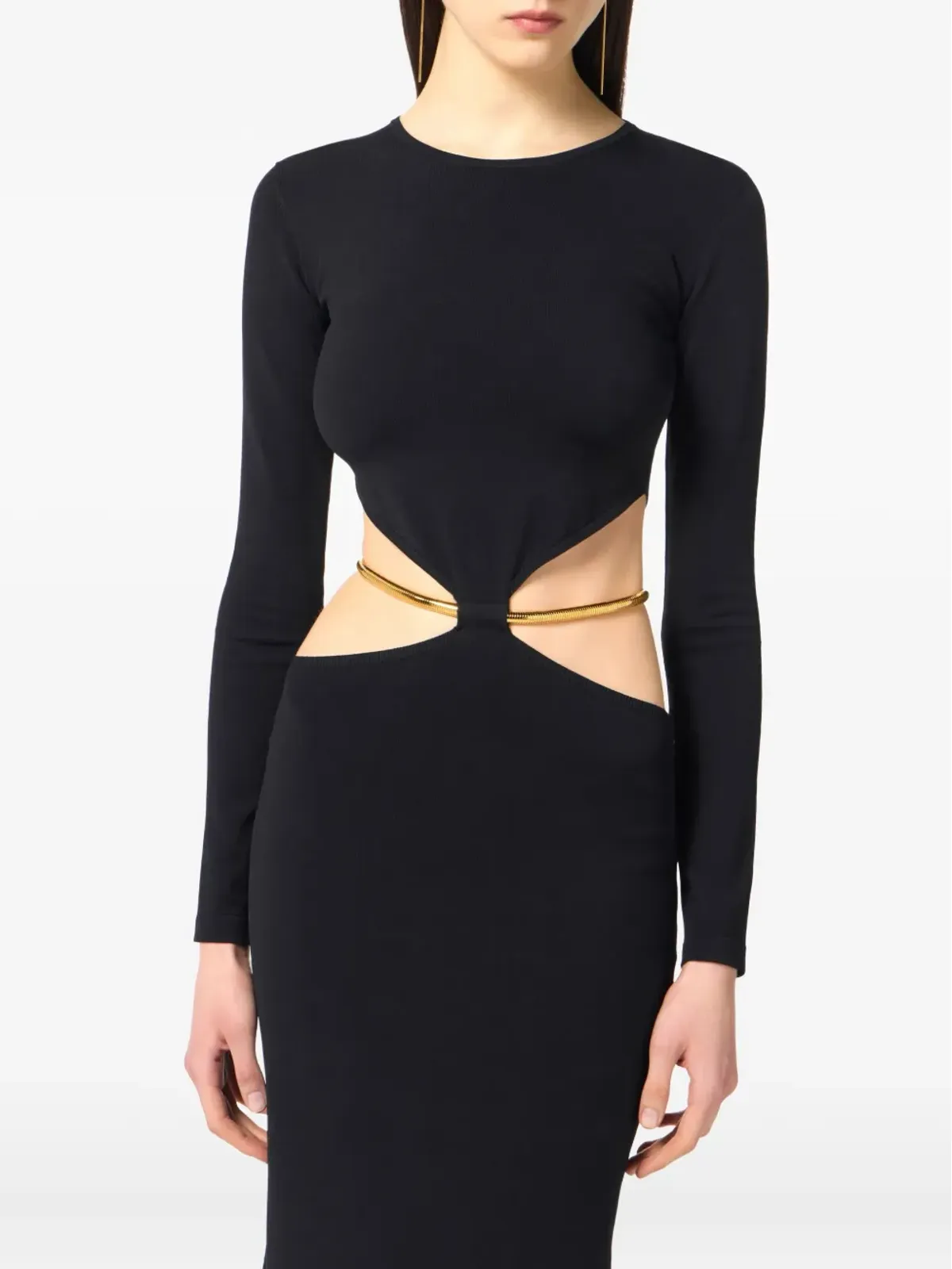 Elisabetta Franchi カットアウト長袖ドレス - 画像3