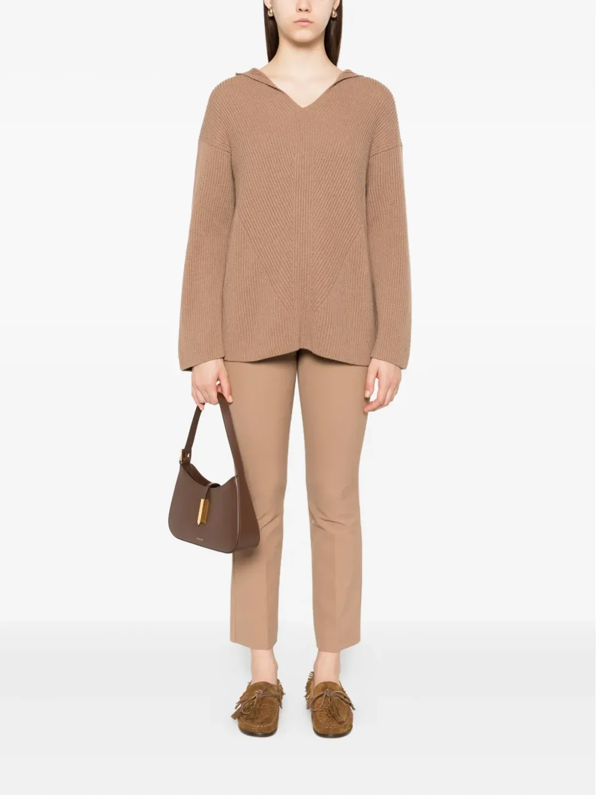 S Max Mara フード付きリブ編みジャンパー - 画像2