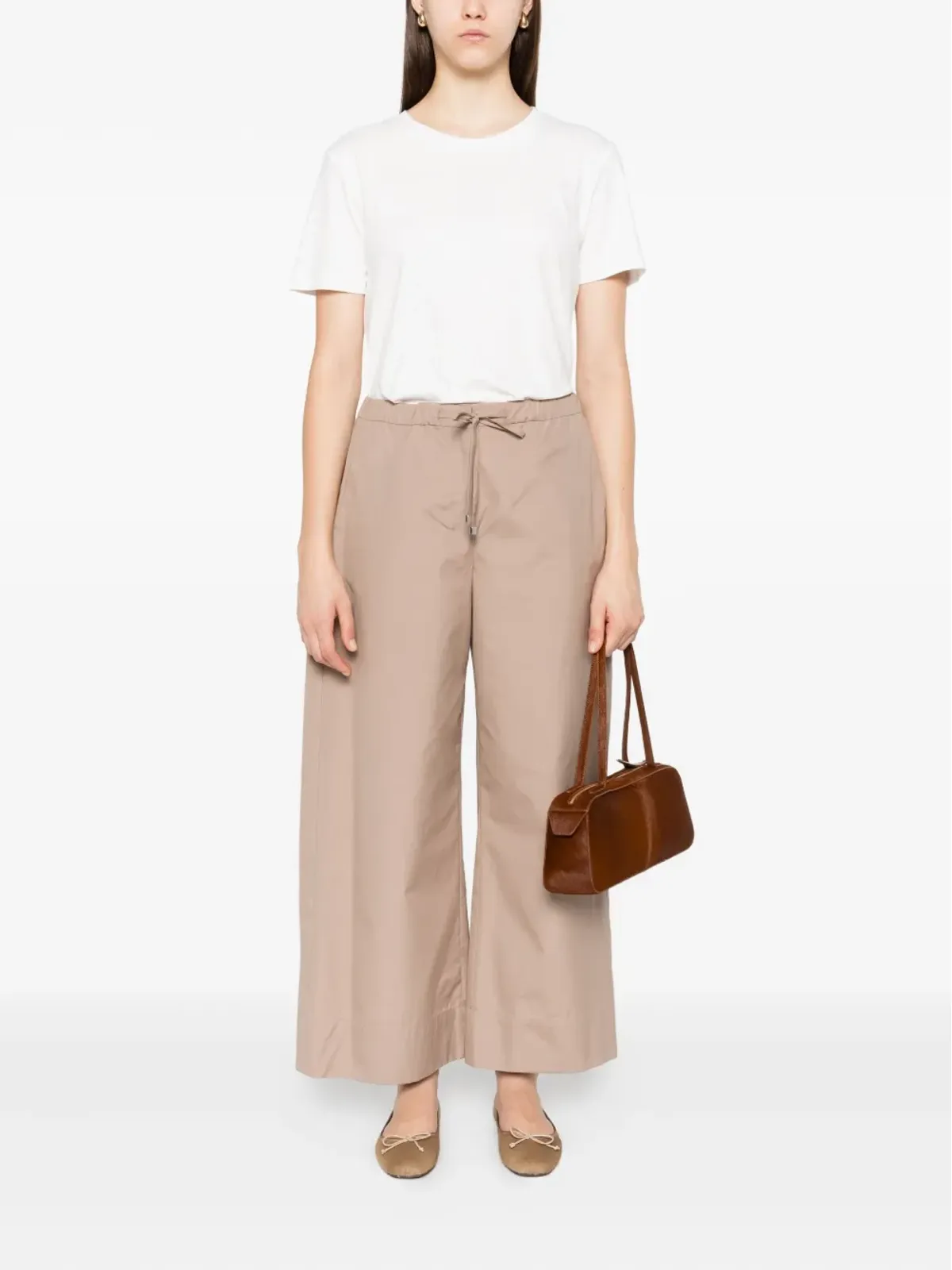 S Max Mara ドローストリング コットンパンツ - 画像2