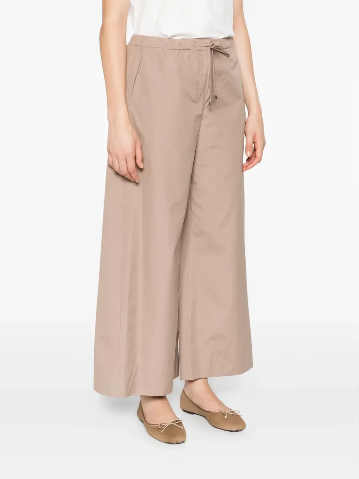 S Max Mara ドローストリング コットンパンツ - 画像3