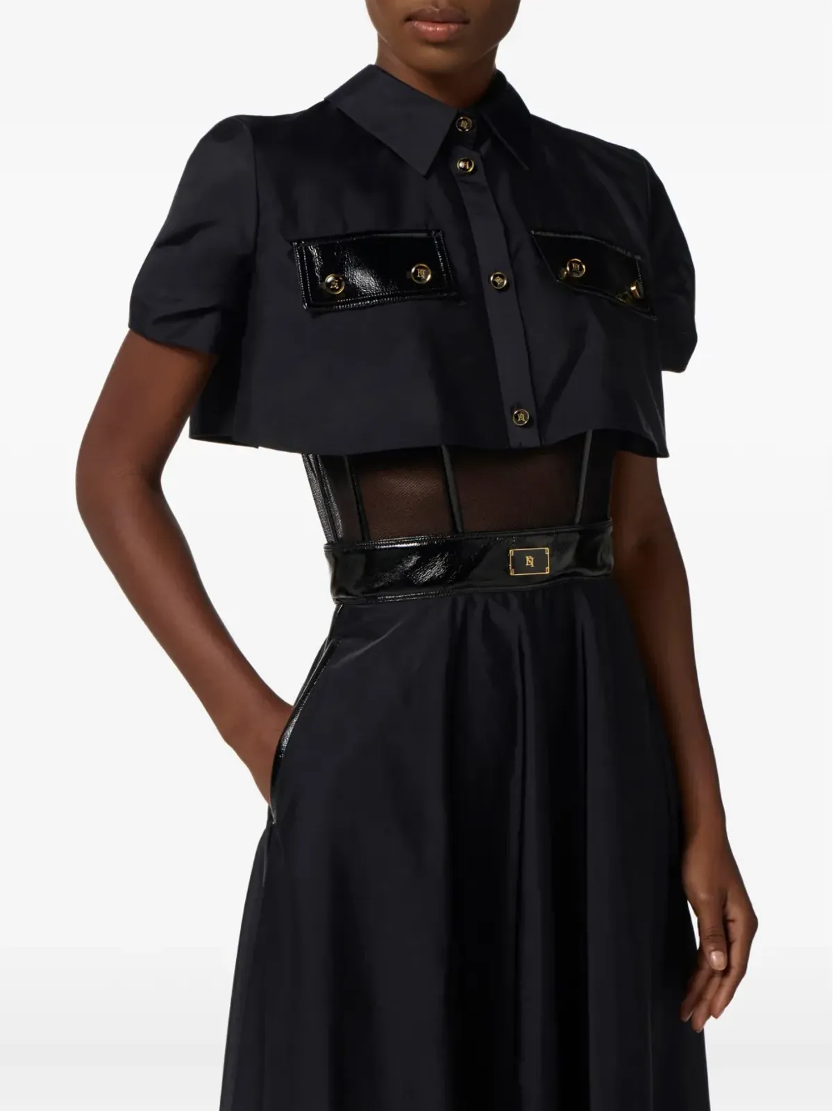 Elisabetta Franchi shirt belted midi dress - Black - 画像4