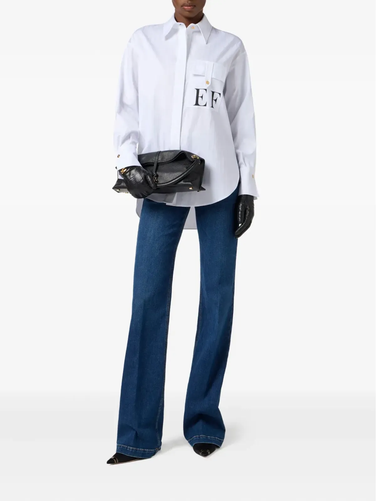 Elisabetta Franchi ロゴプリント ボタンアップシャツ - 画像2