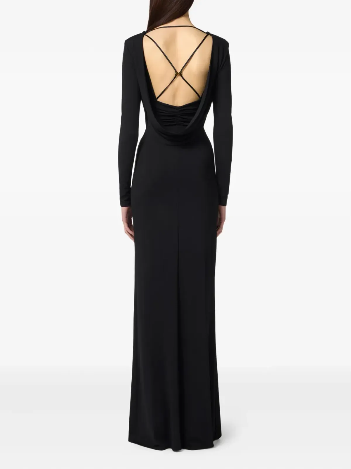 Elisabetta Franchi ドレープ長袖ドレス - ブラック - 画像3