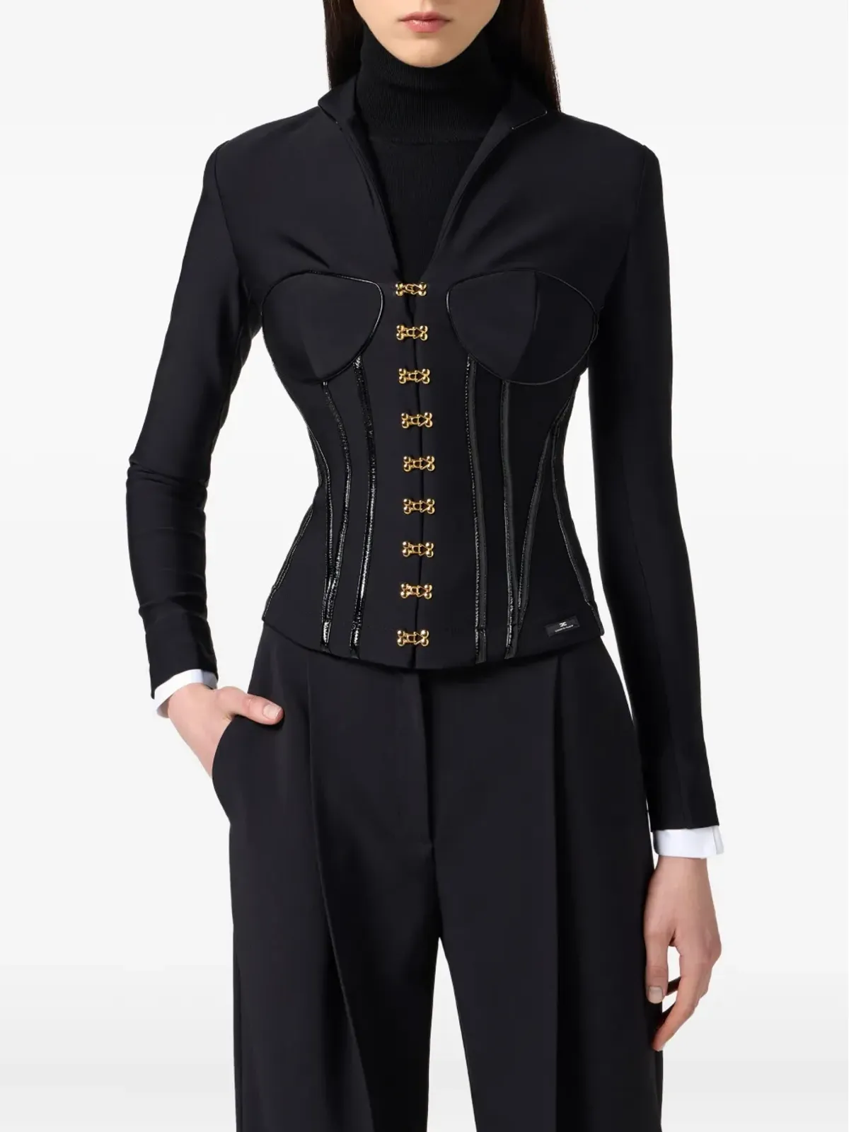 Elisabetta Franchi コルセットディテールのジャケット - 画像4