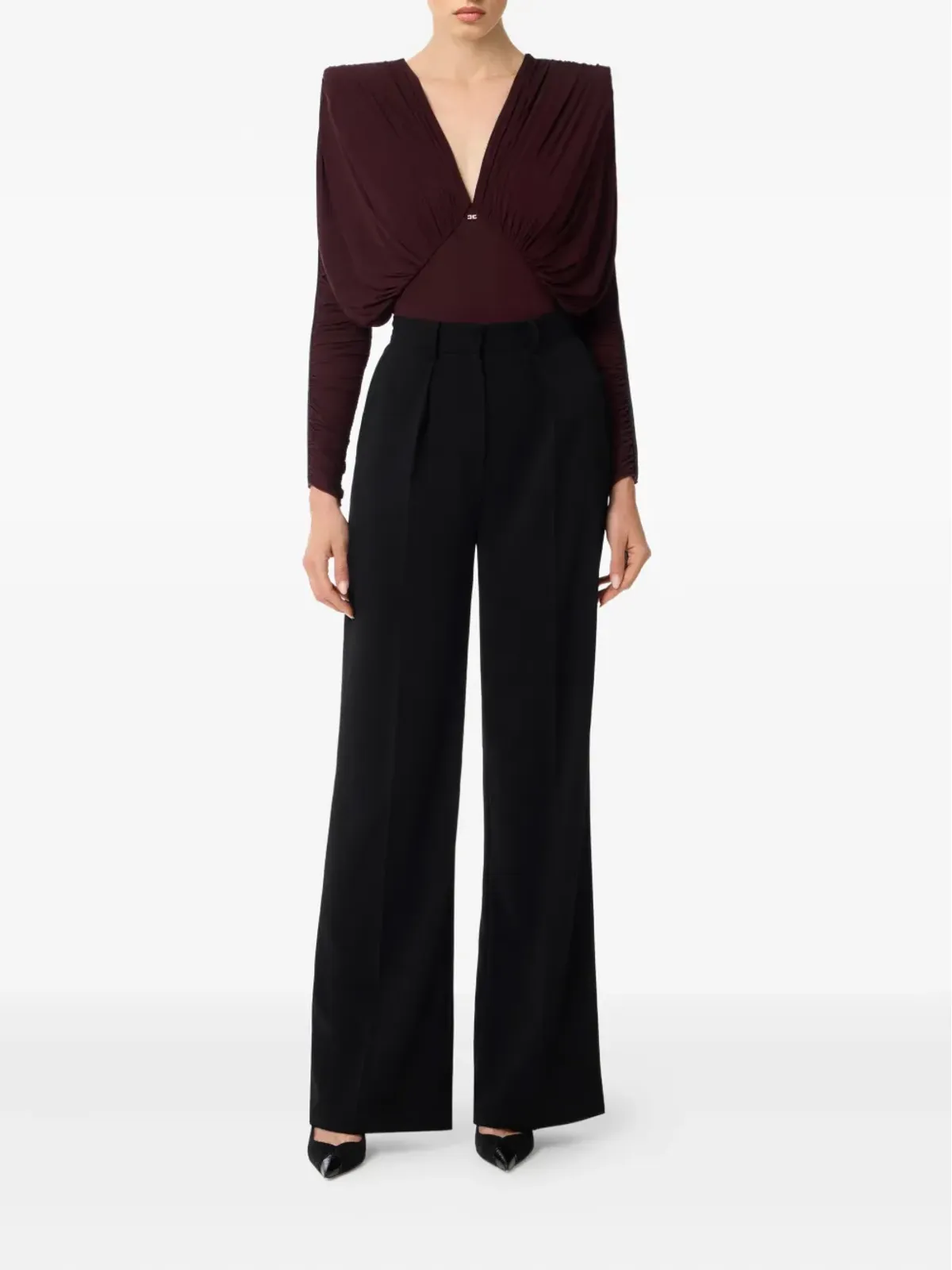 Elisabetta Franchi Vネック長袖ボディスーツ - 画像2