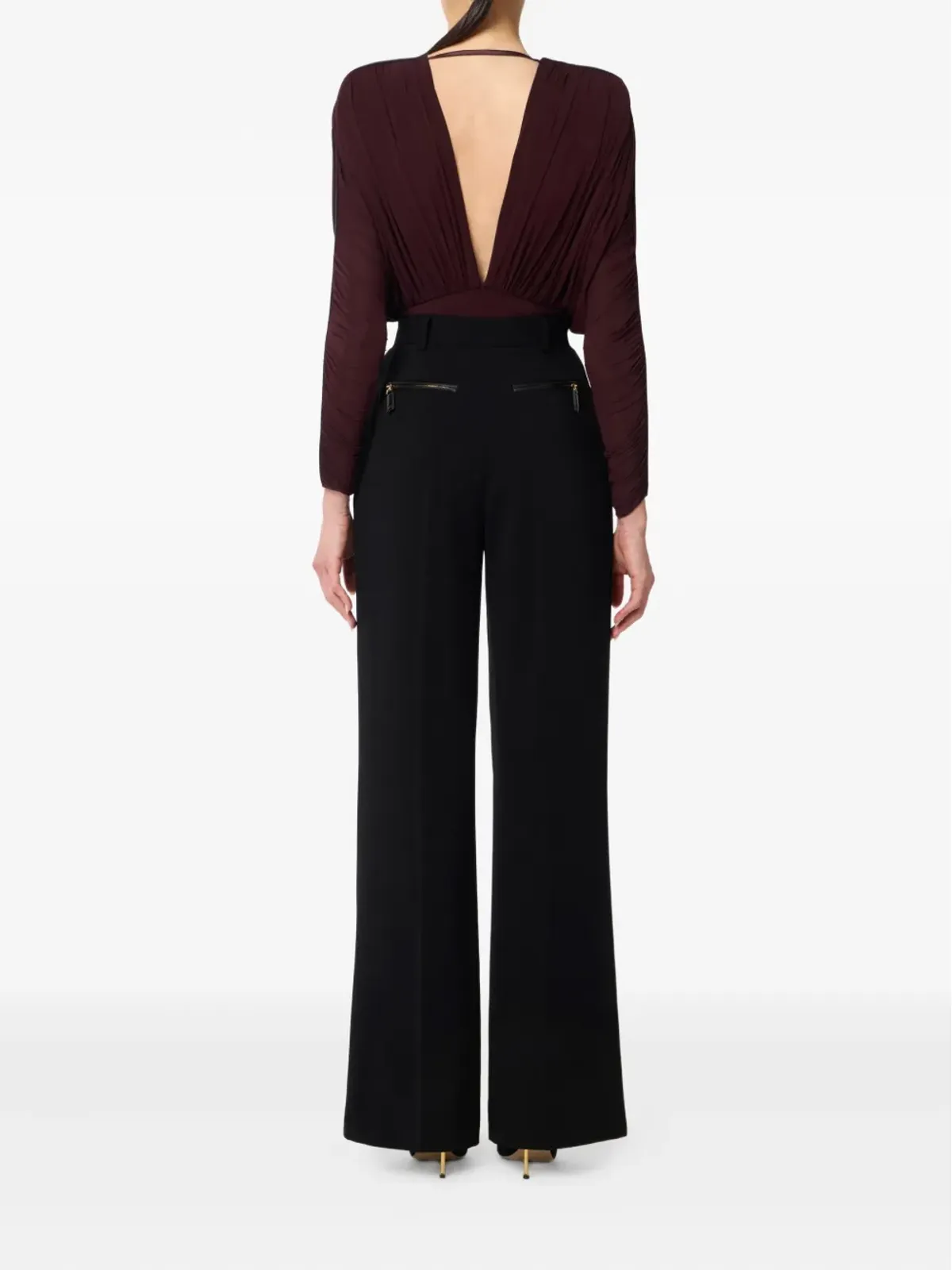 Elisabetta Franchi Vネック長袖ボディスーツ - 画像3