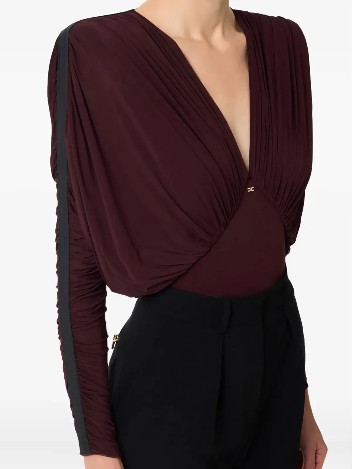 Elisabetta Franchi Vネック長袖ボディスーツ - 画像4