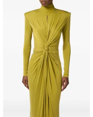 Elisabetta Franchi ハイネック・ドレープドレス - イエロー - サムネイル4
