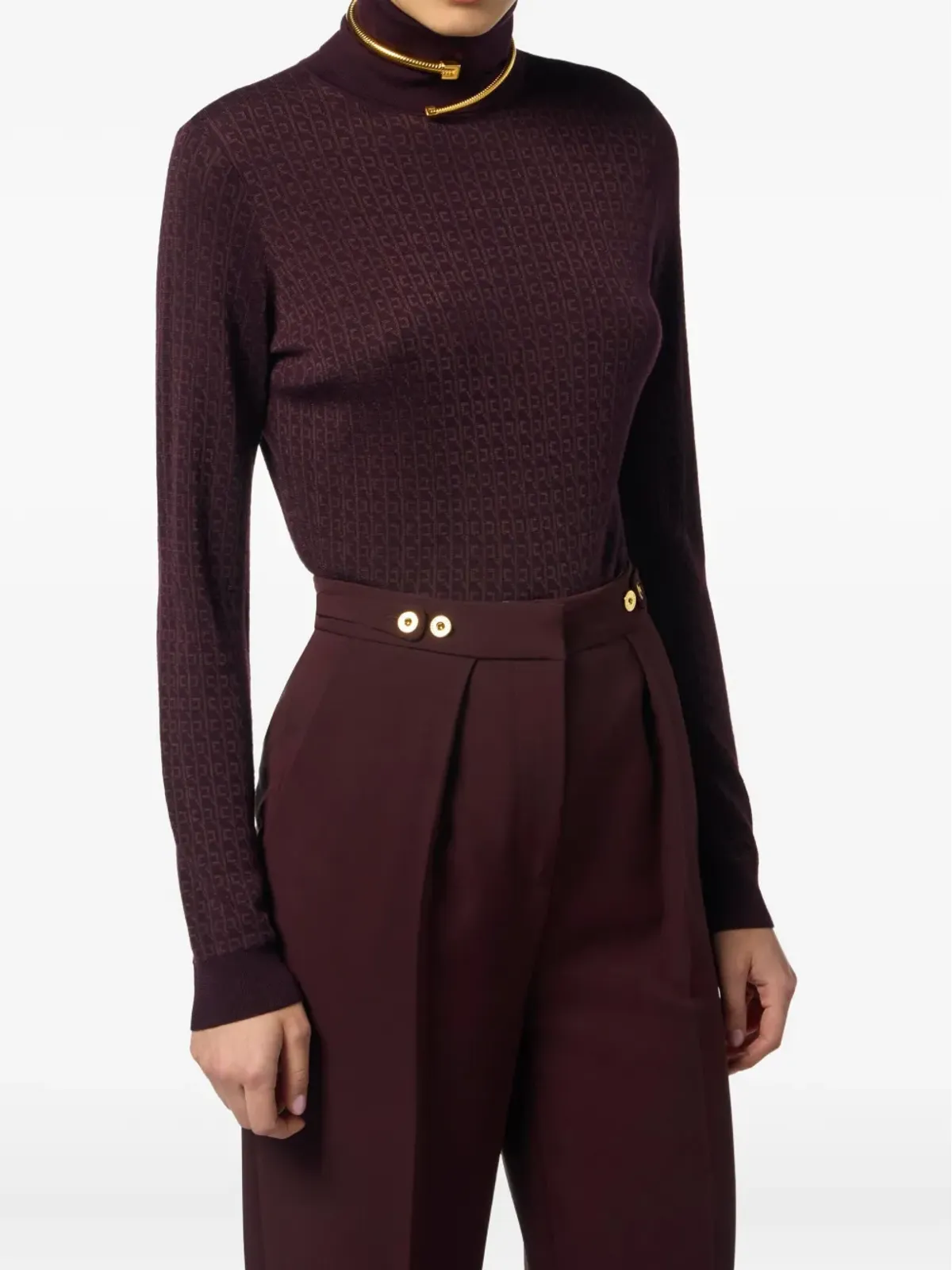 Elisabetta Franchi ジャカード ロールネック ジャンパー - 画像4
