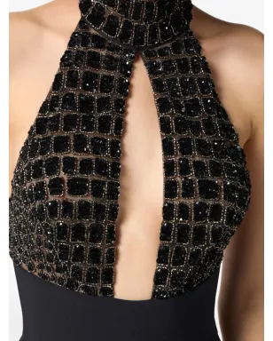 Elisabetta Franchi エンベリッシュド ホルターネック ジャンプスーツ - ブラック - サムネイル5