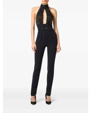 Elisabetta Franchi エンベリッシュド ホルターネック ジャンプスーツ - ブラック - サムネイル2