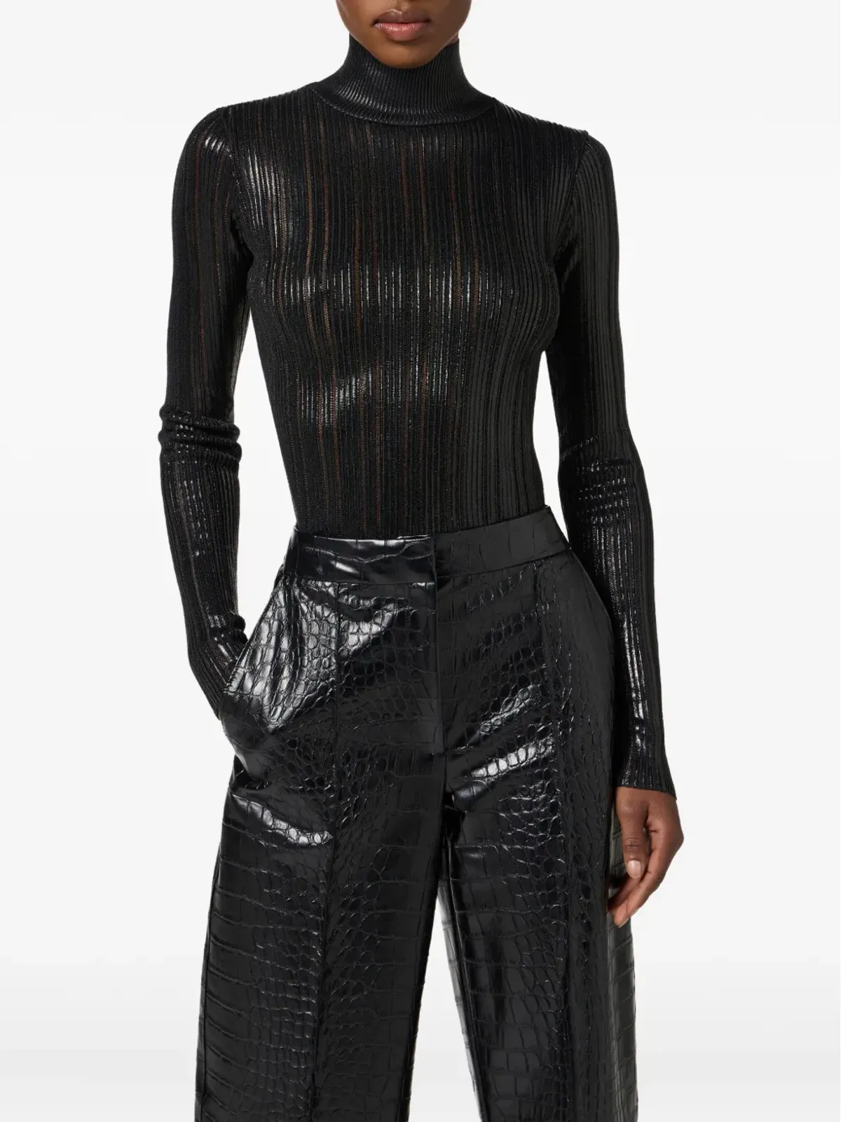 Elisabetta Franchi ストライプ ロールネック セーター - 画像4