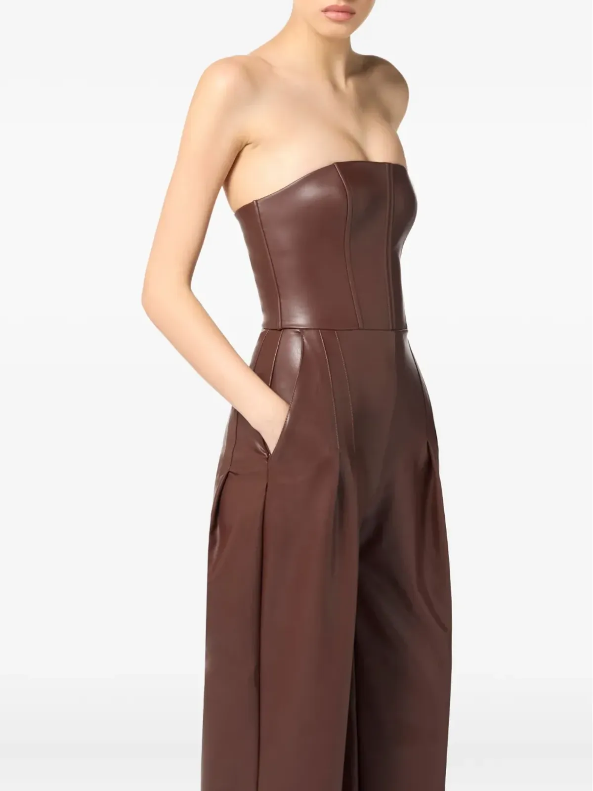 Elisabetta Franchi コルセットディテールジャンプスーツ - ブラウン - 画像4