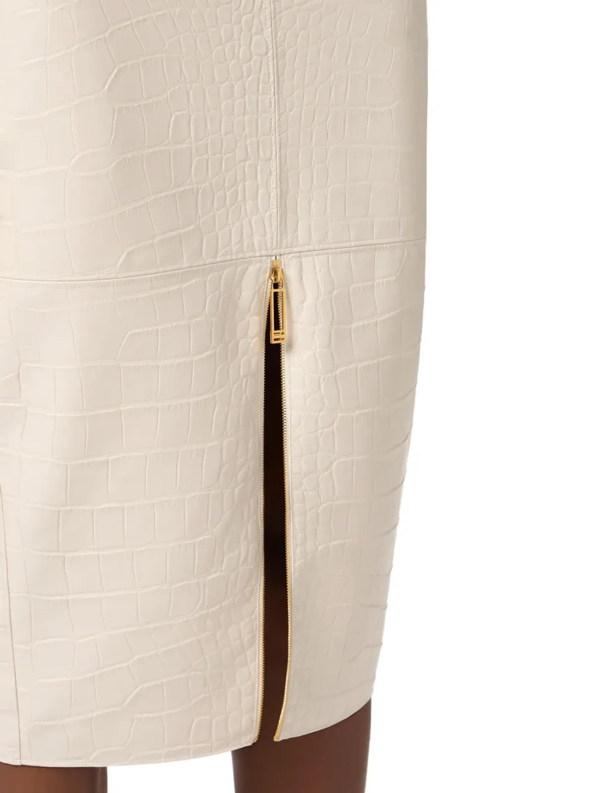 Elisabetta Franchi クロコダイルプリント テクスチャ ジップフロント スカート - 画像5