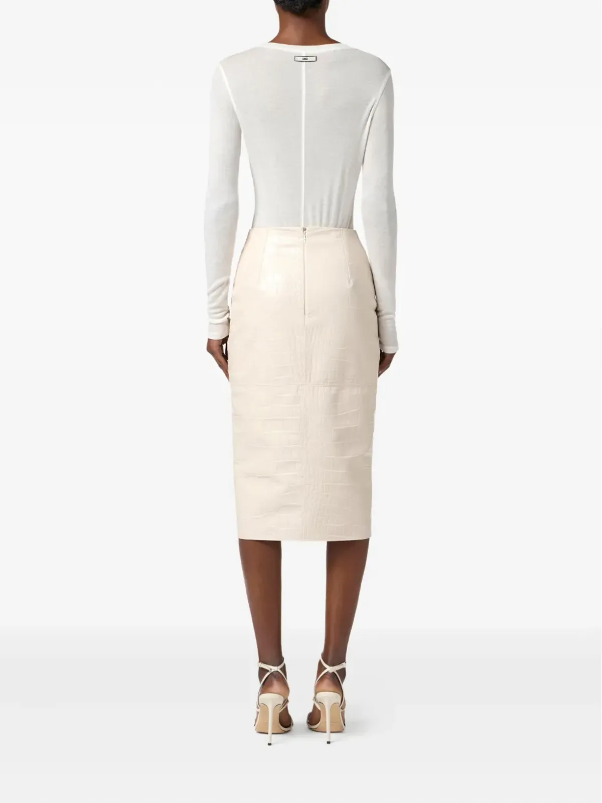 Elisabetta Franchi クロコダイルプリント テクスチャ ジップフロント スカート - 画像3