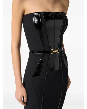 Elisabetta Franchi ベルト付きコルセットドレス（ブラック） - サムネイル4