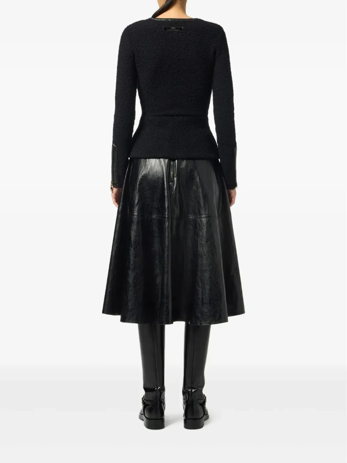 Elisabetta Franchi レザー風ベルト付きミディスカート - 画像3