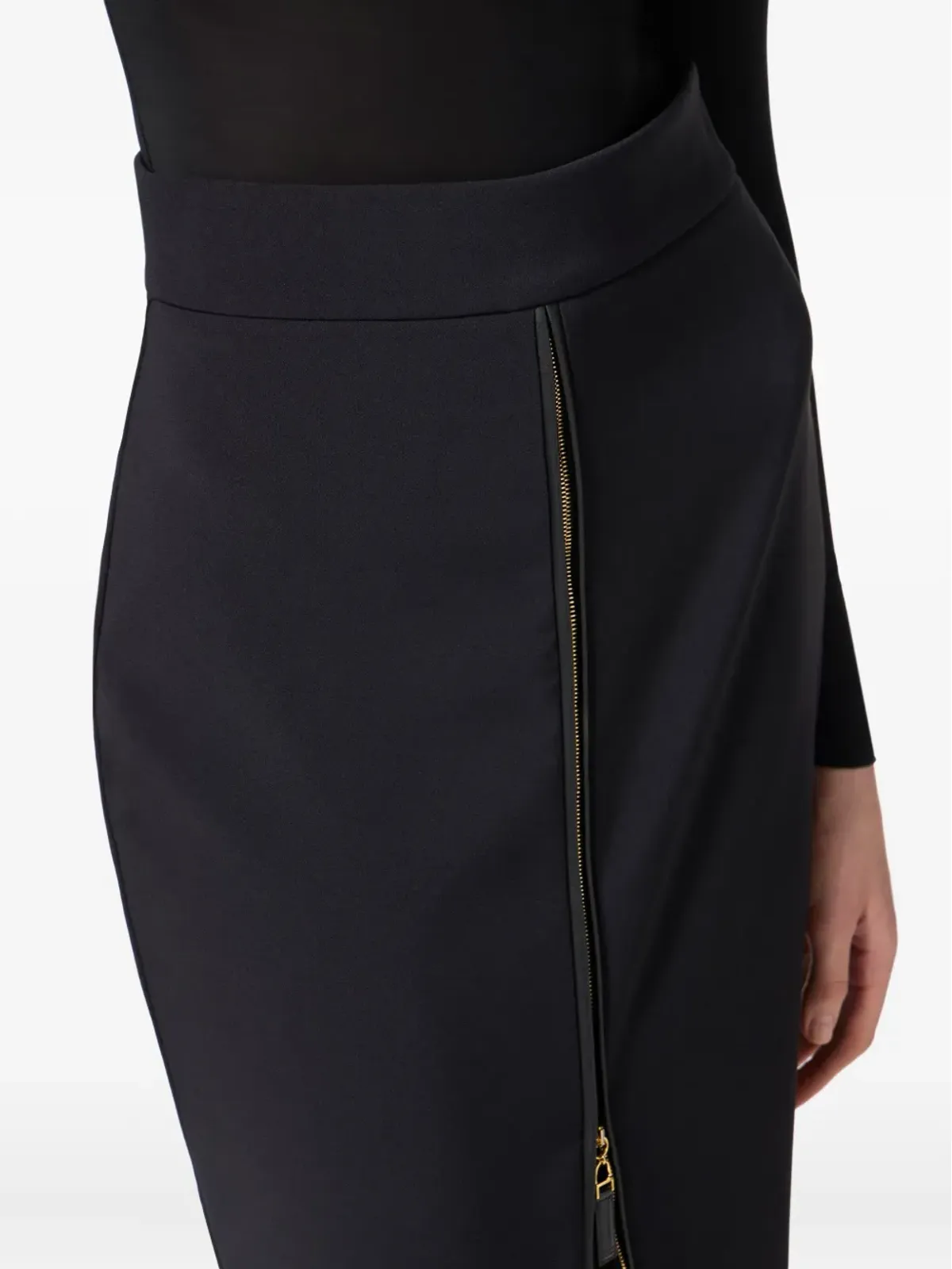 Elisabetta Franchi ジップフロント クレープ ミディスカート - 画像5