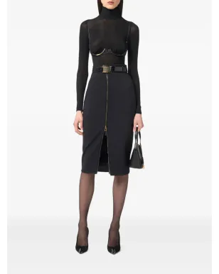 Elisabetta Franchi ジップフロント クレープ ミディスカート - サムネイル2
