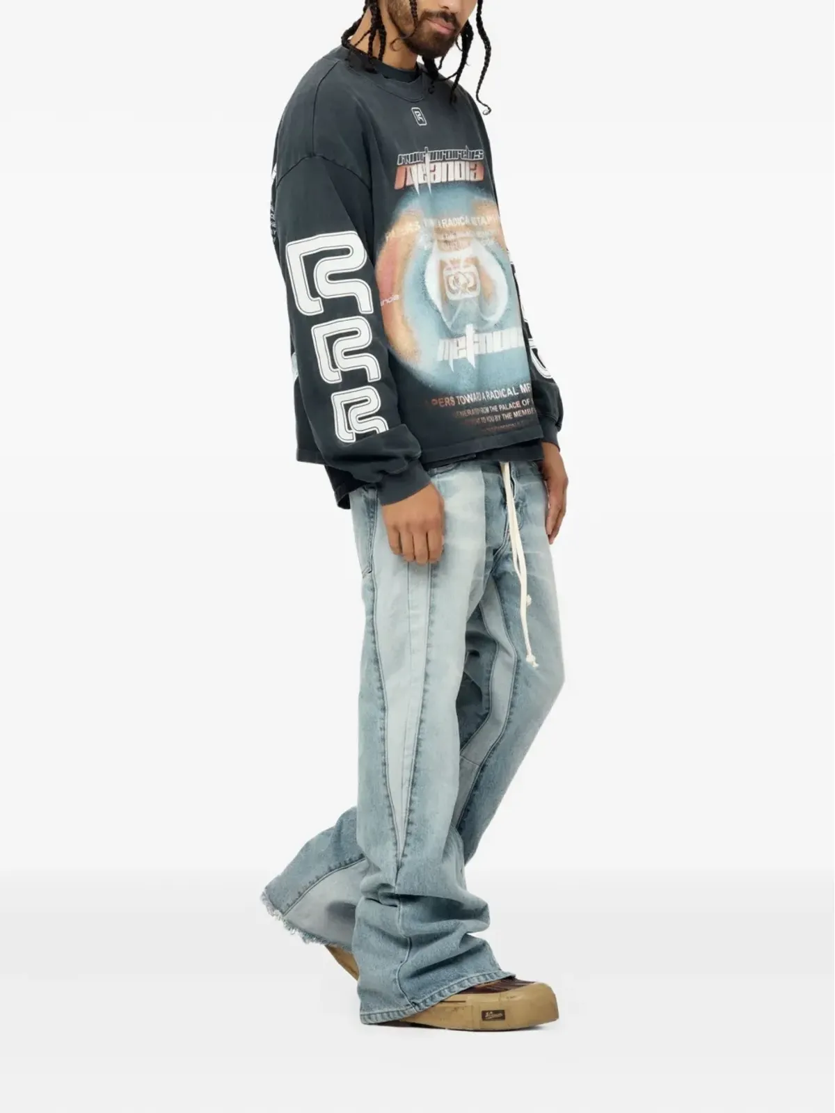 RRR123 Divinity Paper Garden ロングスリーブ Tシャツ ブラック - 画像2