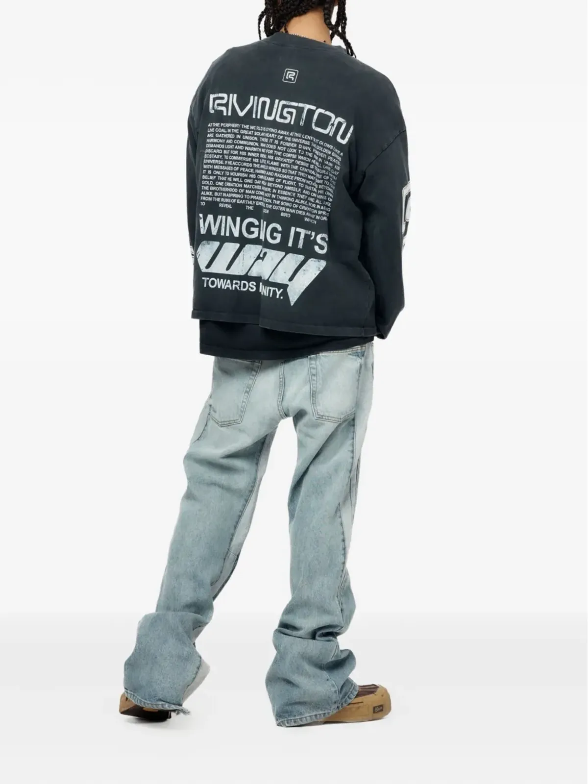 RRR123 Divinity Paper Garden ロングスリーブ Tシャツ ブラック - 画像3