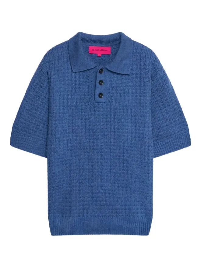 The Elder Statesman The Elder Statesman テクスチャードポロシャツ ブルーの商品画像