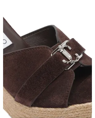 Jimmy Choo 100mm レダ ウェッジ サンダル - ブラウン - サムネイル4