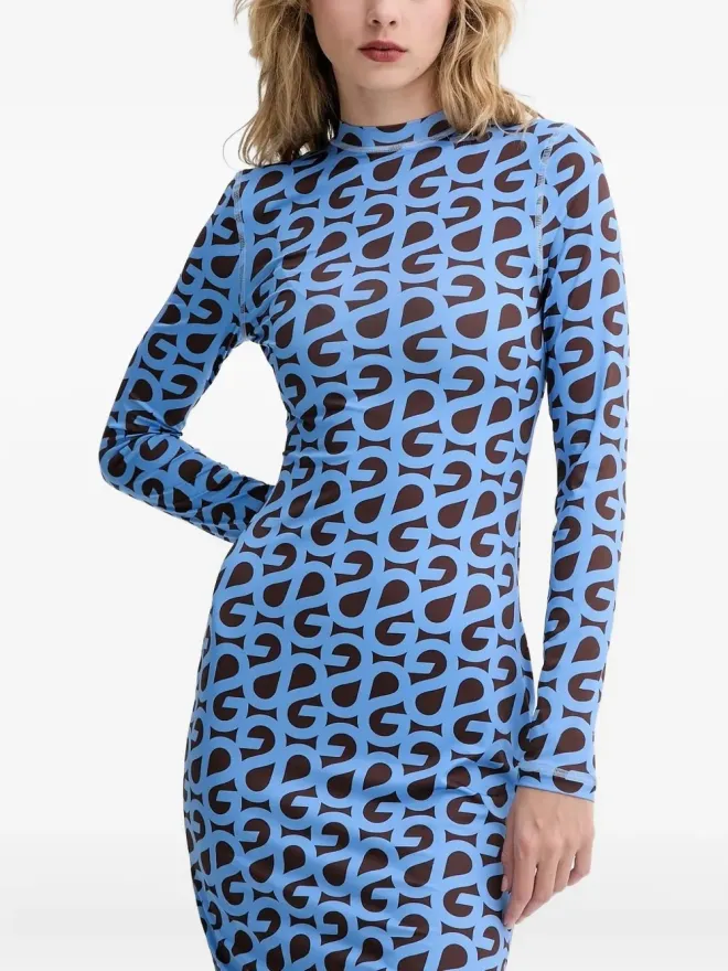 Stine Goya Stine Goya ロゴプリント長袖ミディドレス - ブルーの商品画像