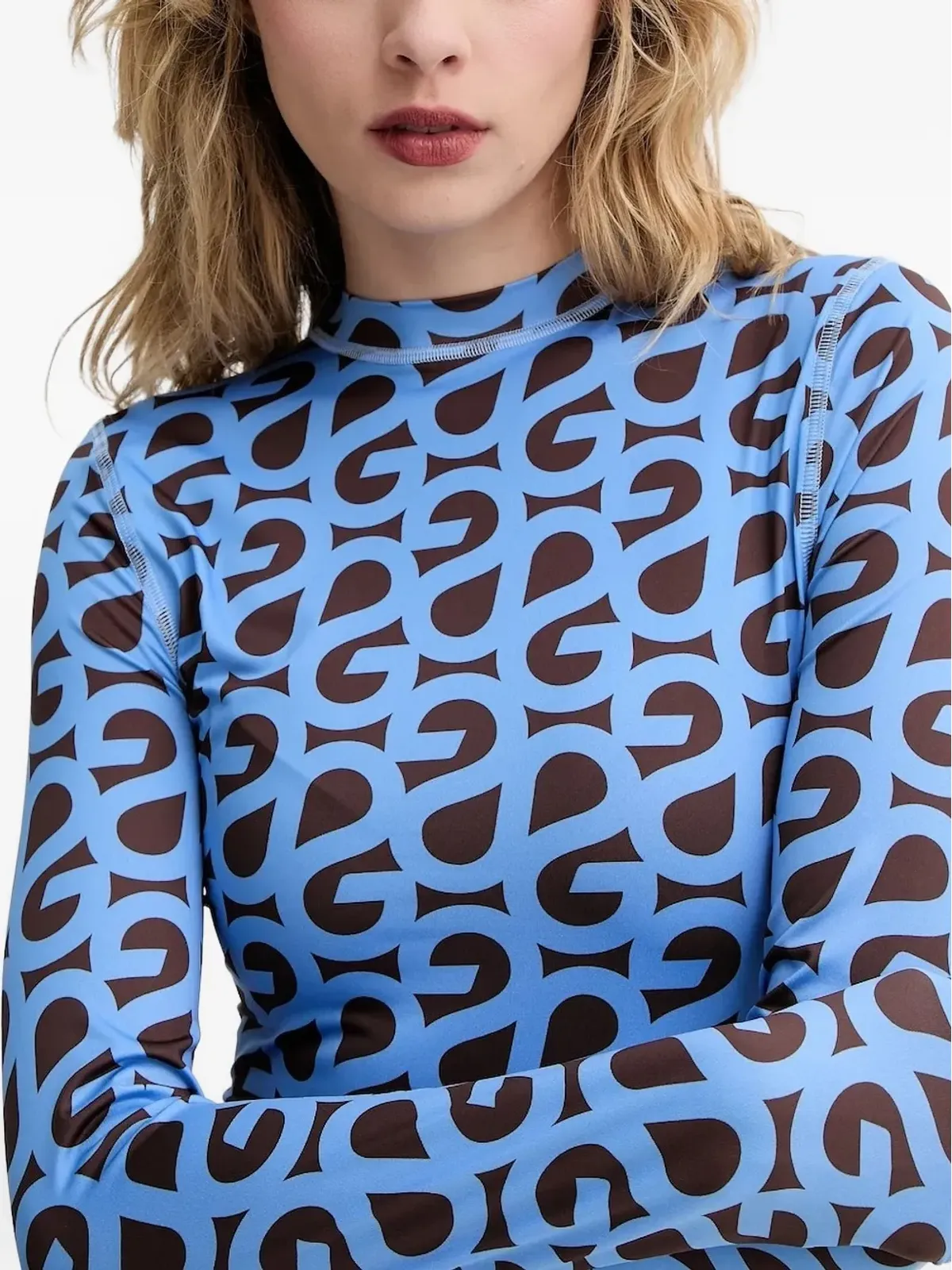 Stine Goya ロゴプリント長袖ミディドレス - ブルー - 画像4