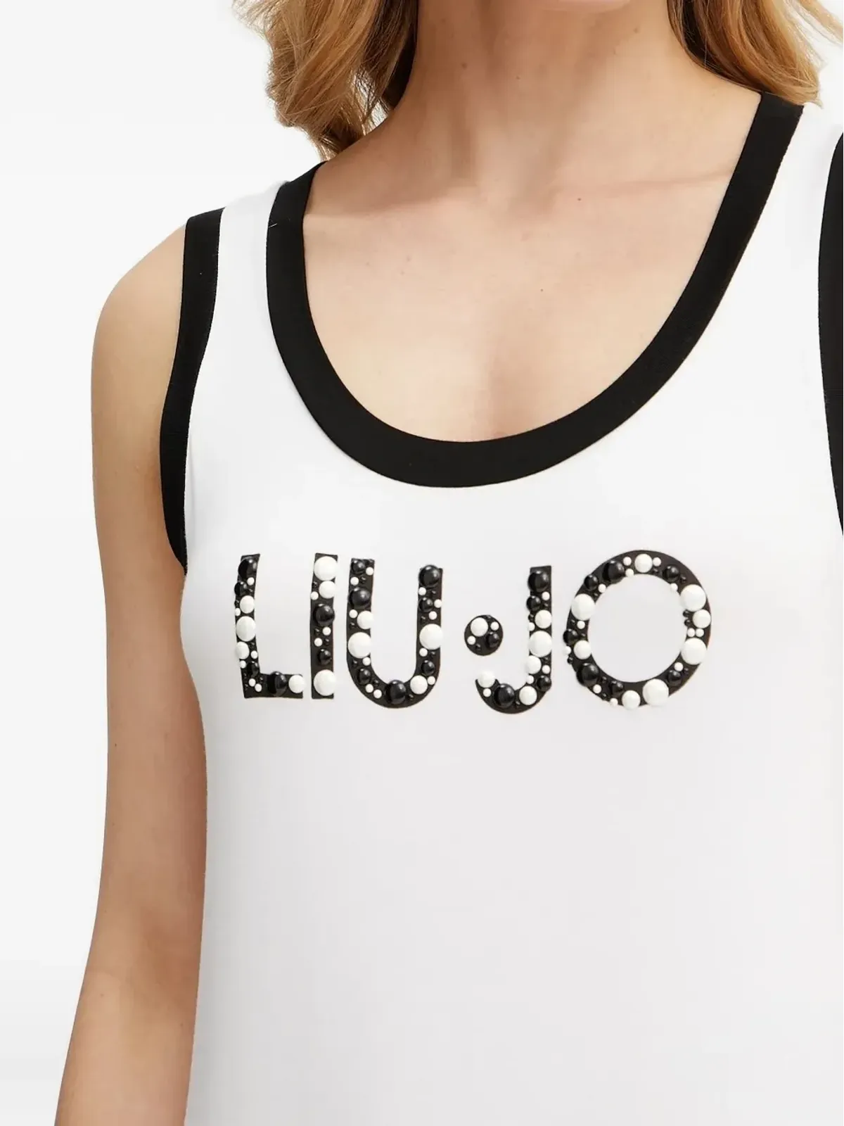 LIU JO パール装飾ミディドレス ホワイト - 画像3