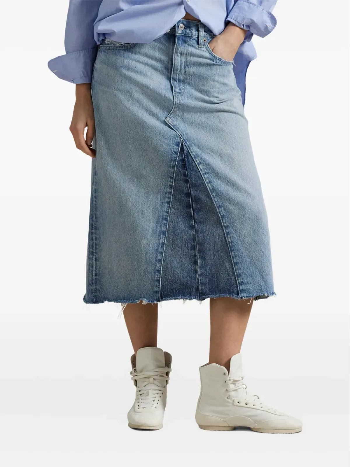 Polo Ralph Lauren パッチワークデニムミディスカート - 画像3
