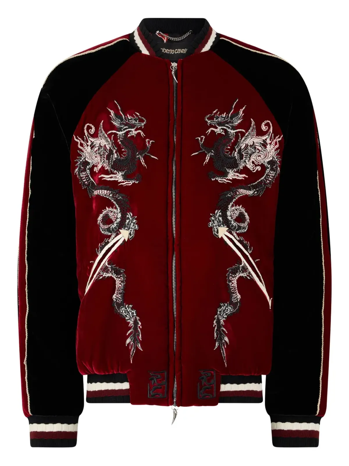 Roberto Cavalli ドラゴン刺繍ボンバージャケット - 画像1