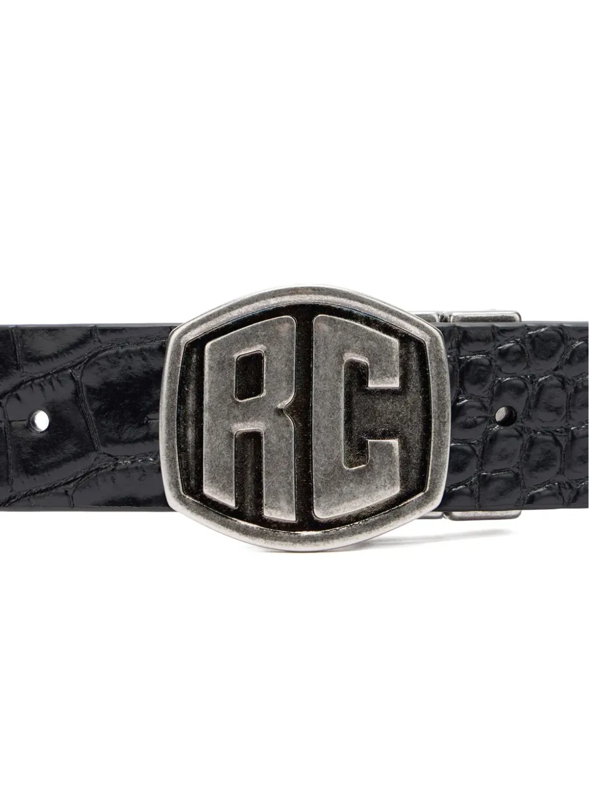 Roberto Cavalli リバーシブル クロコダイル風ベルト ブラック - 画像2