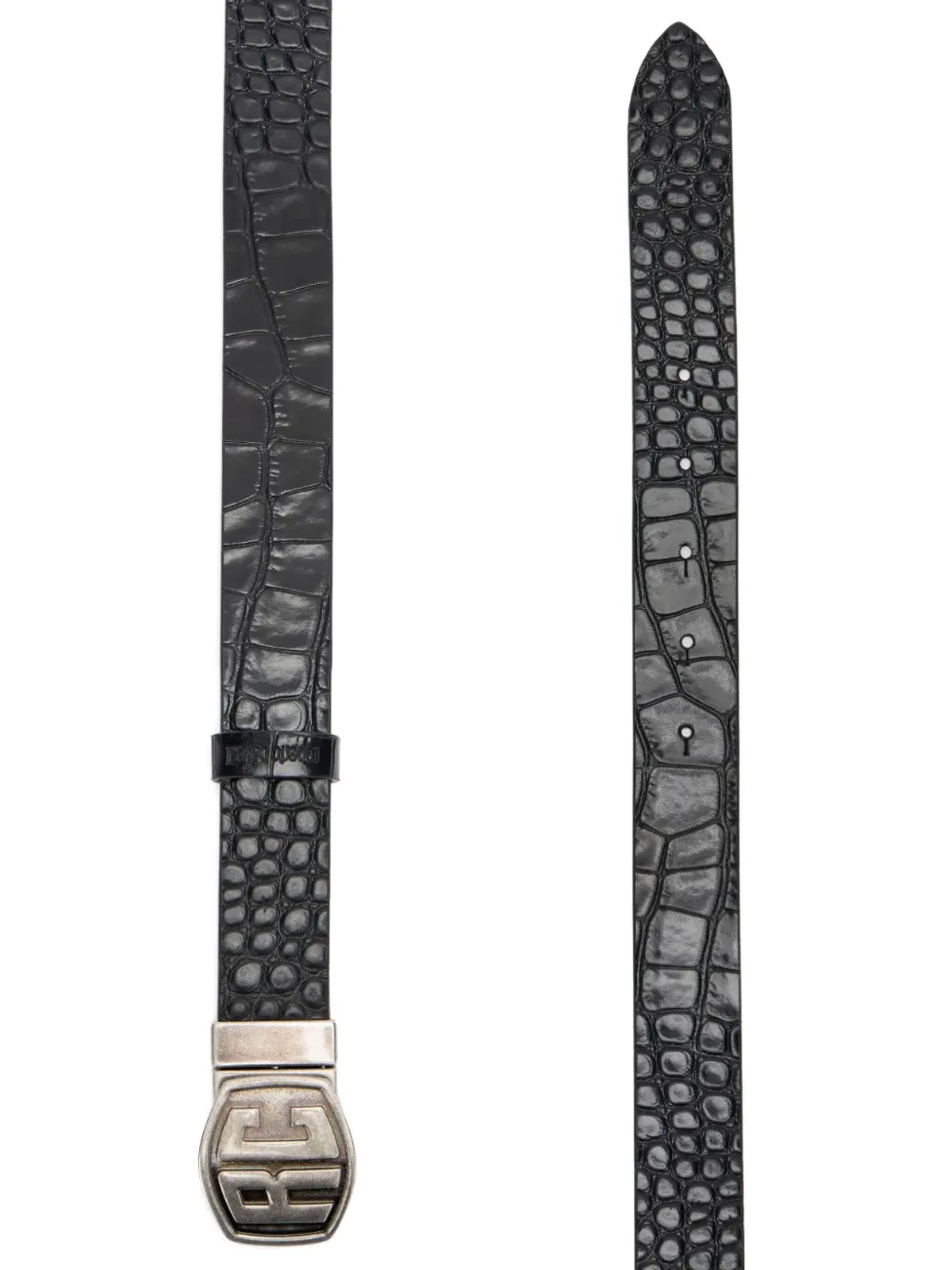 Roberto Cavalli リバーシブル クロコダイル風ベルト ブラック - 画像3