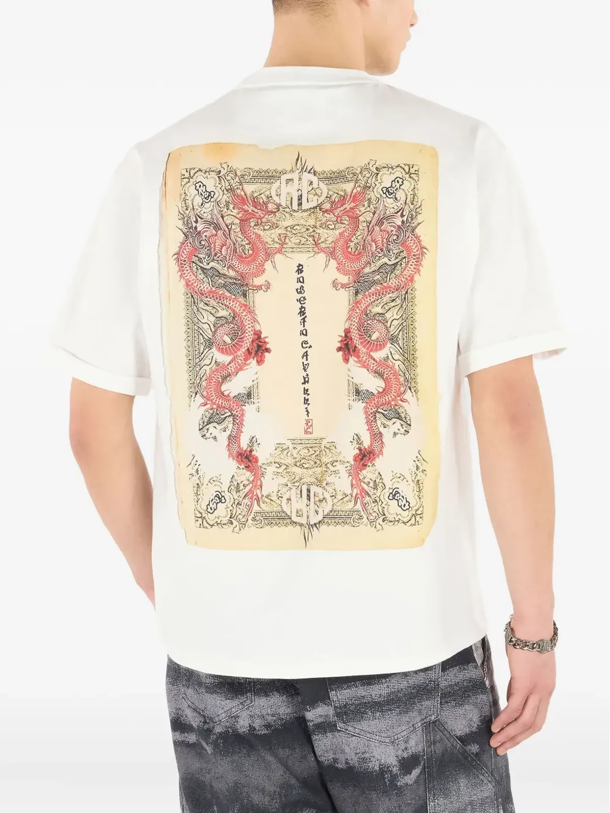 Roberto Cavalli ドラゴンプリントTシャツ - 画像4